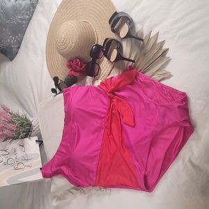 City Chic Two Tone One-Shoulder One Piece Swimsuit Resortwear Vacation Beach